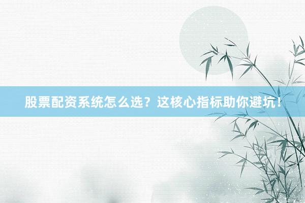 股票配资系统怎么选？这核心指标助你避坑！